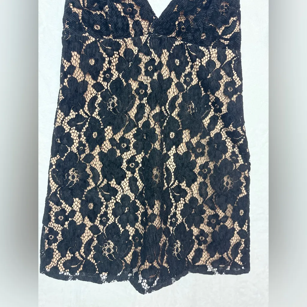 FREE PEOPLE SEXY LOVE BLACK FLORAL LACE MINI DRESS - SZ 2 - Image 7