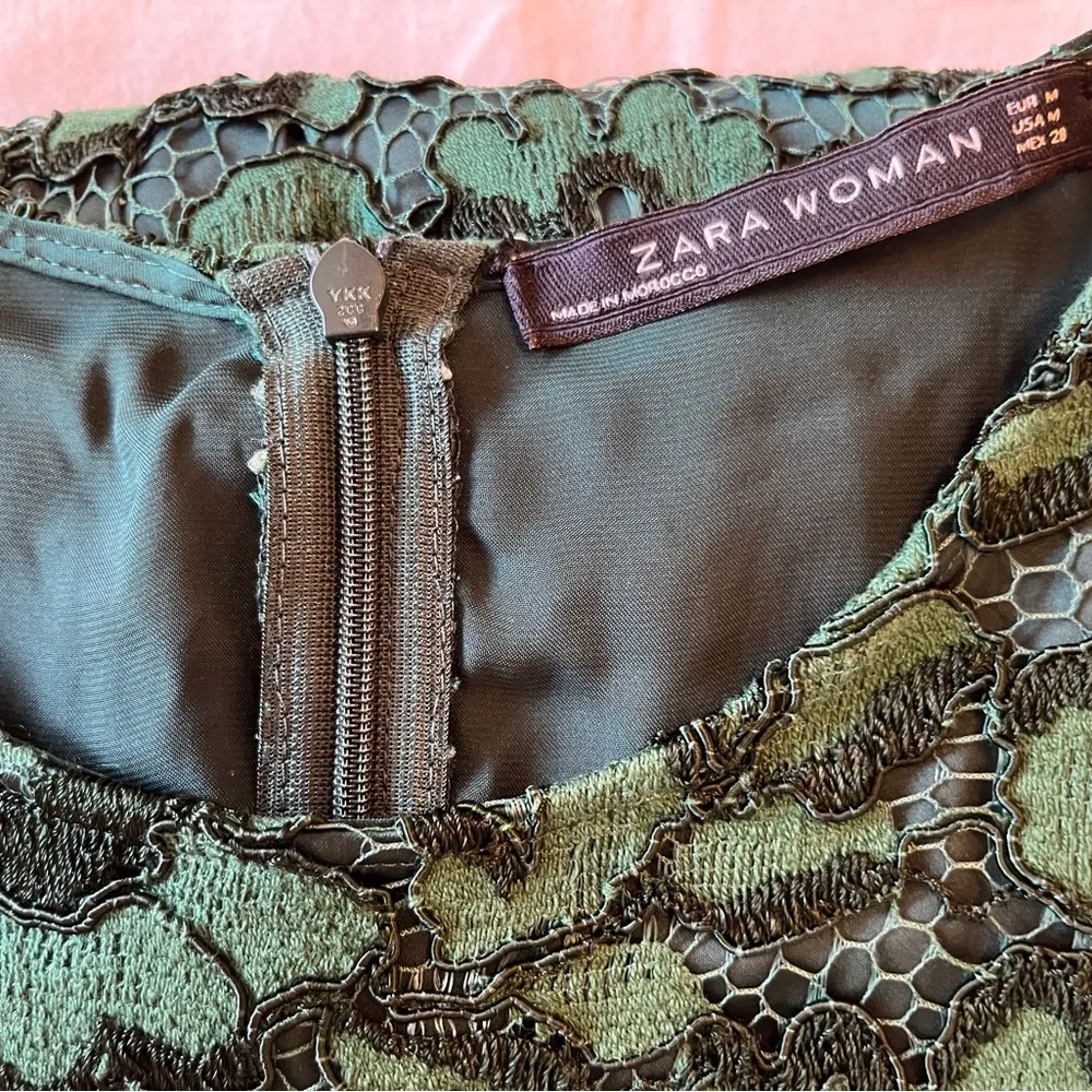 Zara Woman Dark Green Lace Romper Size M EUC - Image 10