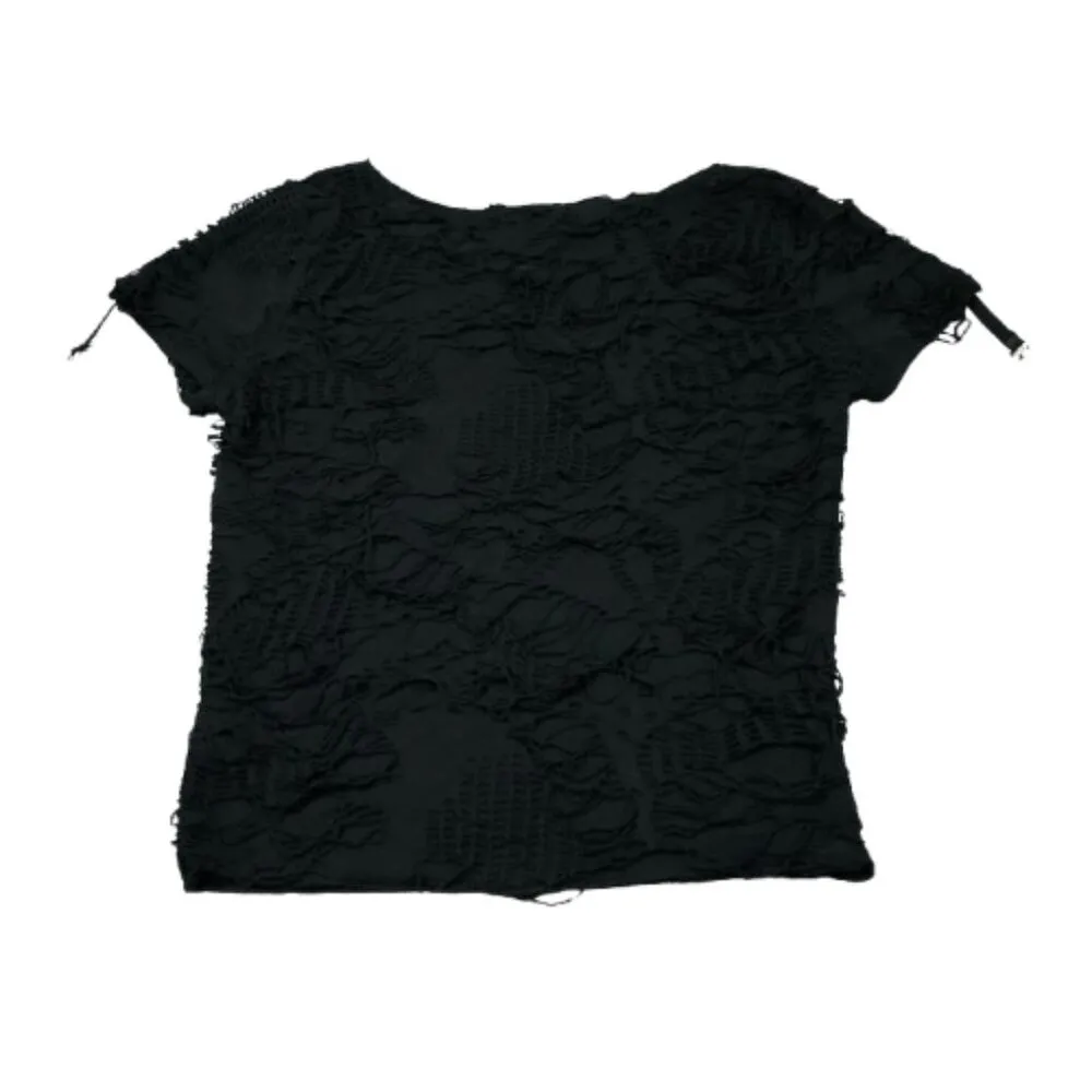 READ Dolls Kill Widow Toxic For Life Shredded Top Shirt Black Size Large - Image 2