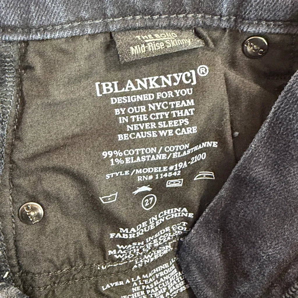 Blank NYC The Bond Mid Rise Skinny Jeans Dark Blue Frayed Legs. Size 27 - Image 9