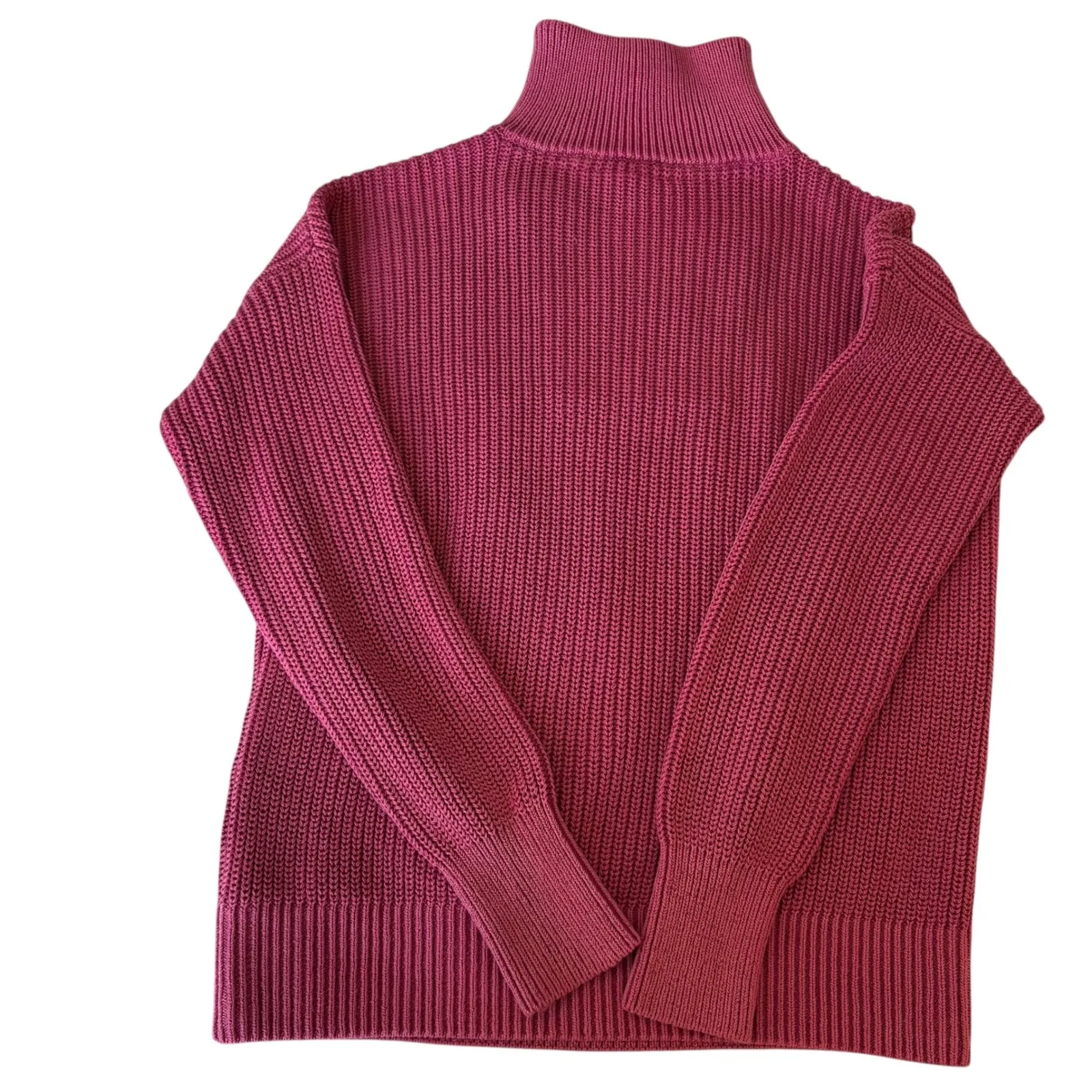 Faherty Women's Mariner Organic Cotton Half Zip Pullover Sweater Pink Knit XS - Image 11