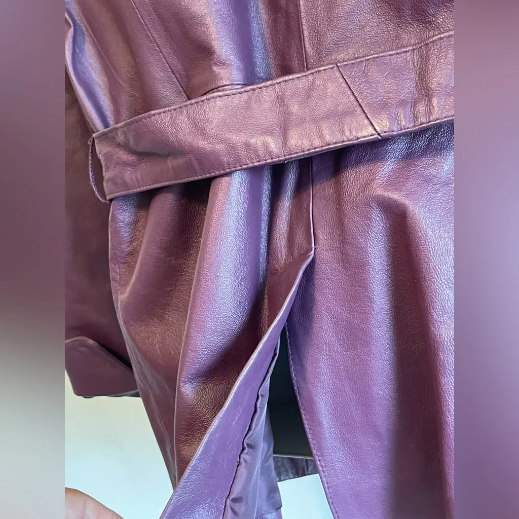 Vintage Spiegel Purple Leather Button Sash Tie Front Pocket
Jacket Blazer Sz 14 - Image 6