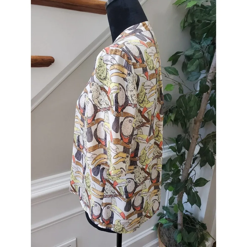 Alfani Women's Multicolor Polyester 3/4 Sleeve Button Front Top Shirt Size 4 - Image 7