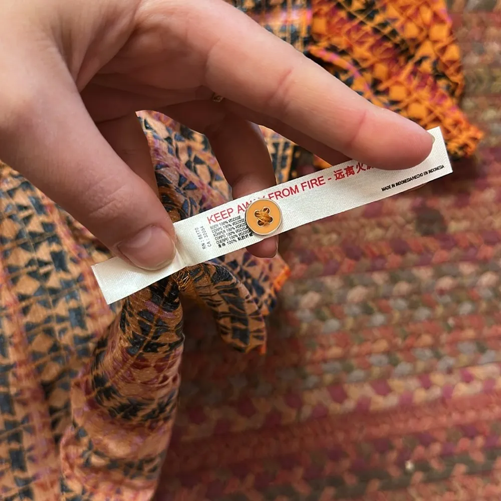 SATURDAY SUNDAY ANTHROPOLOGIE ORANGE GEOMETRIC PATTERN DROP WAIST DRESS - Image 6