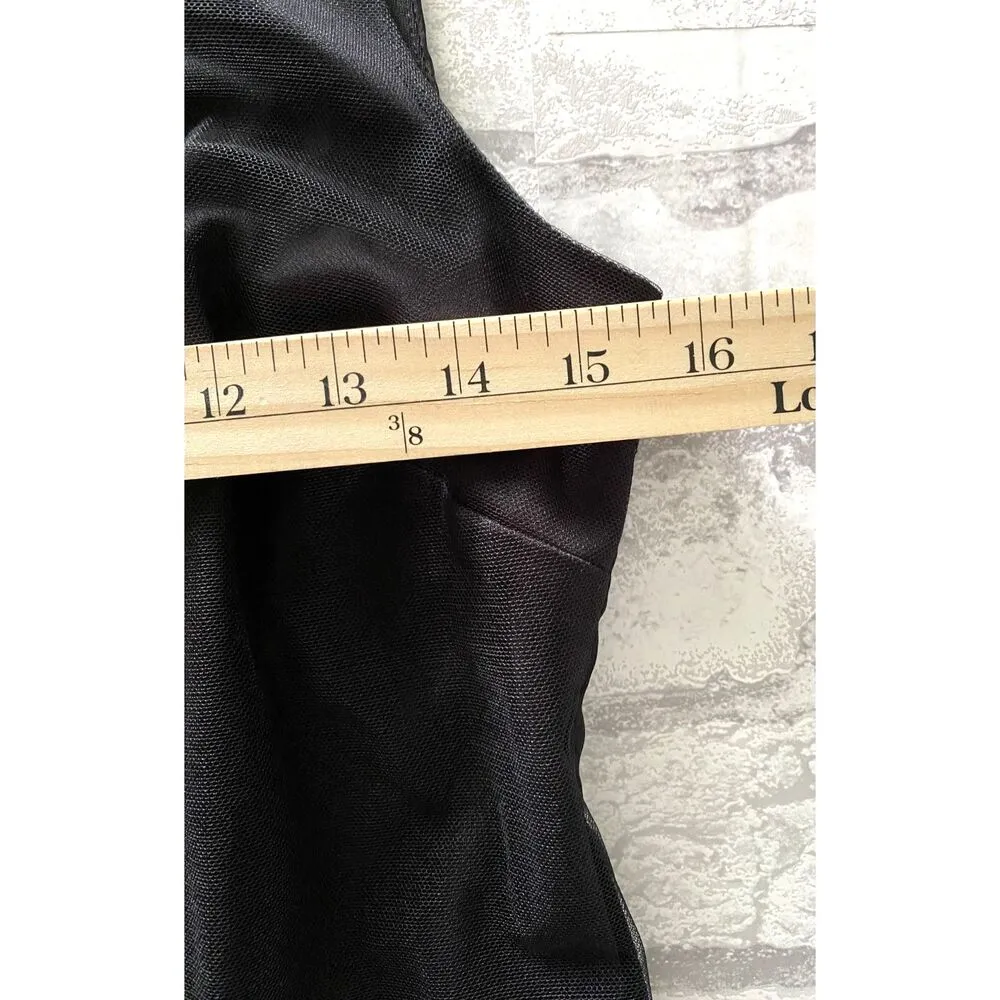 VTG Y2K Karl Lagerfeld Black Sleeveless Embroidered Floral Sheer Lined Dress  2 - Image 5