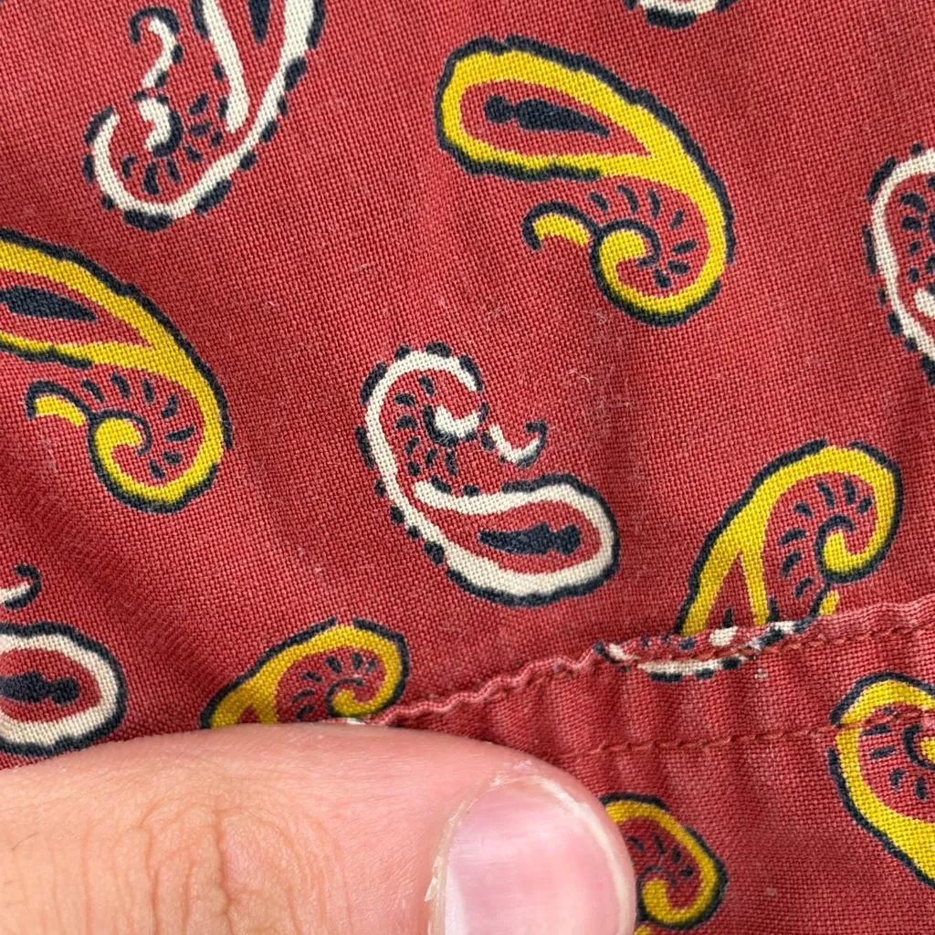 Vintage 70s Y2K bohemian paisley boho orange floral button up shirt size medium Red - Image 11