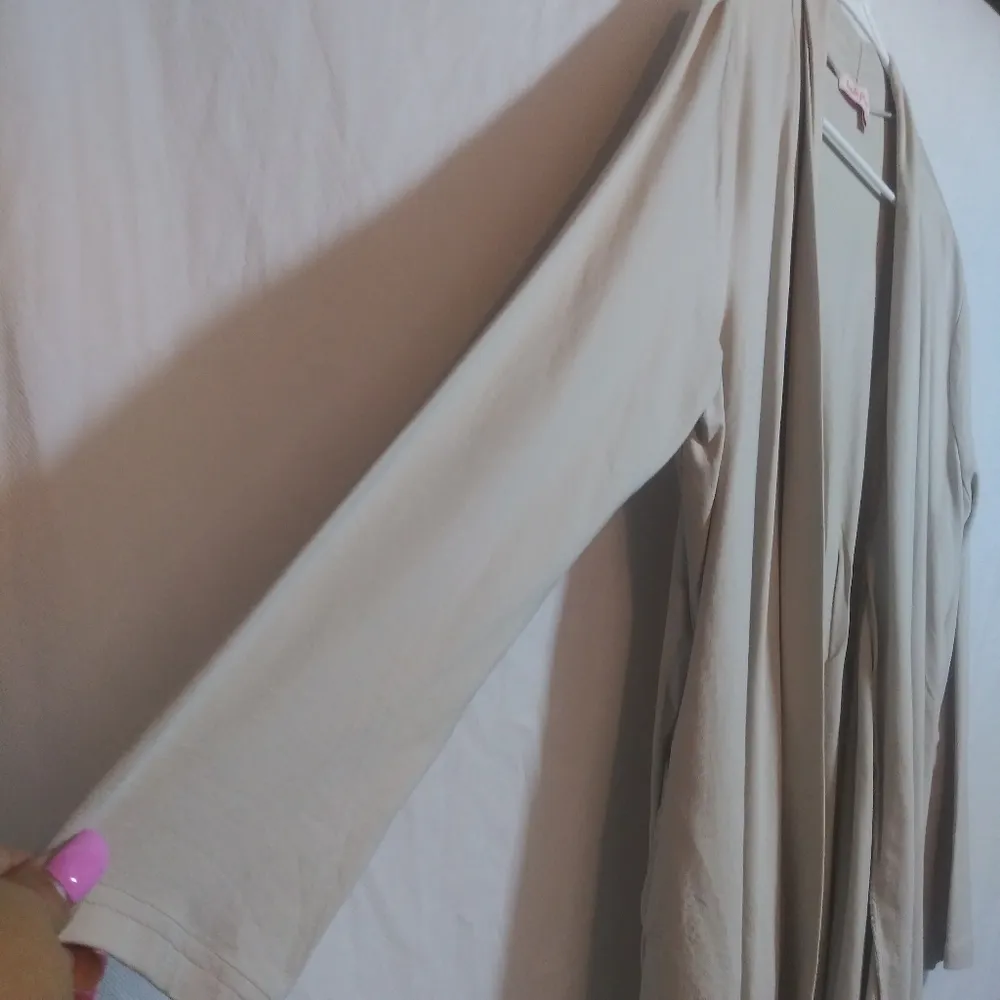 Fresh Produce Beige Open Front Long Sleeve Cardigan Casual Size L - Image 3