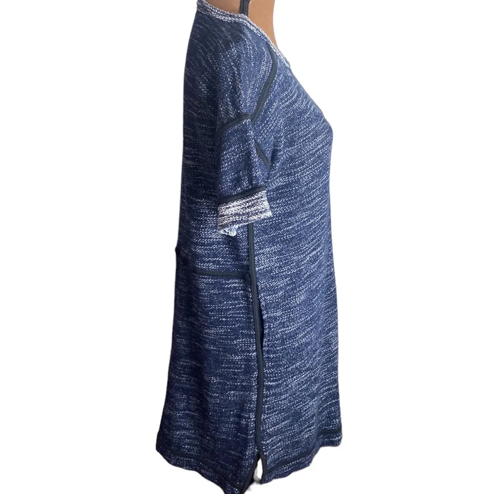 Madewell marled blue piped cuffed short sleeve sweatshirt dress with pockets S - Image 4