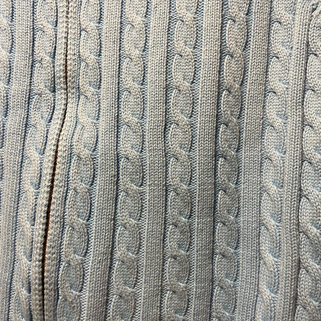 LL Bean Light Blue Cable Knit zip - Image 3