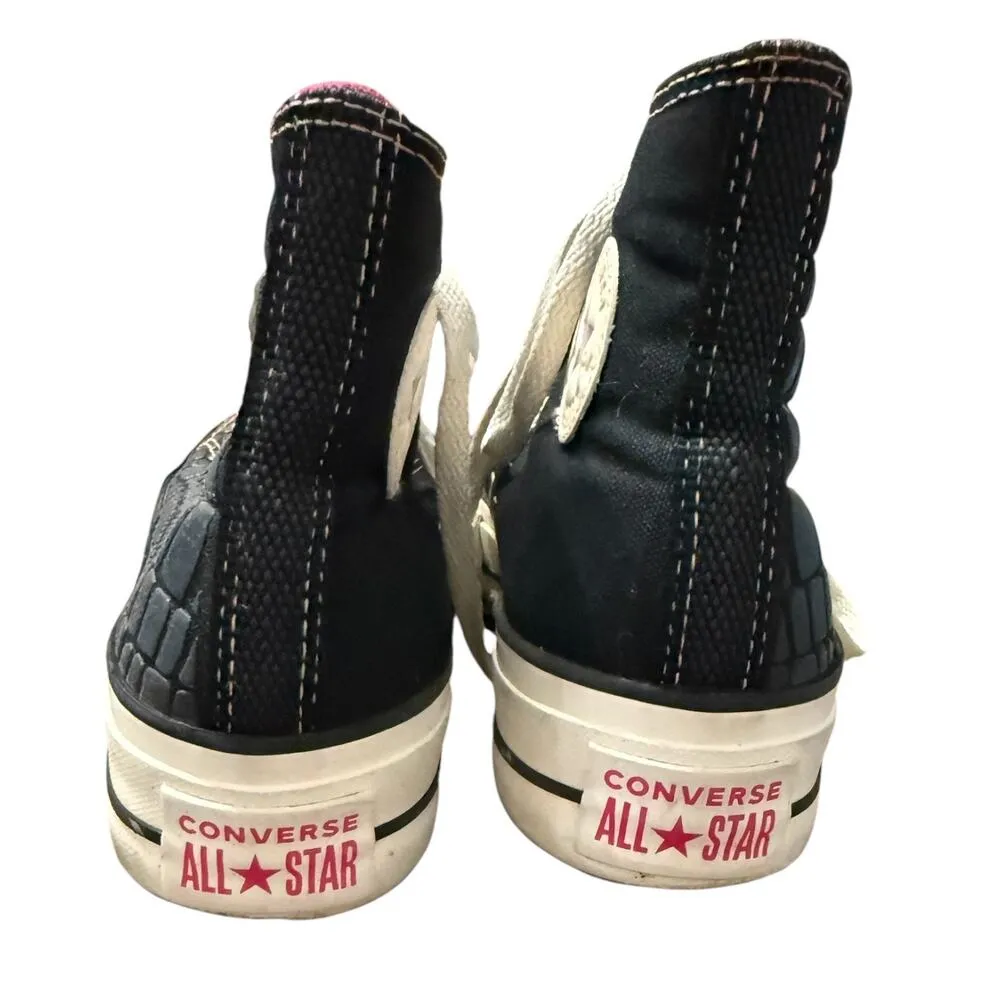 Converse All Star High Top Platform Sneakers Black Croc US 6 Women - Image 3
