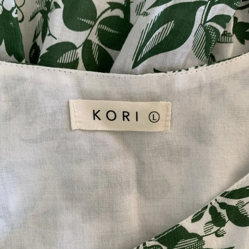 Kori Dress Large Green White Sleeveless Summer Sundress Boho Festival Vacay - Image 6