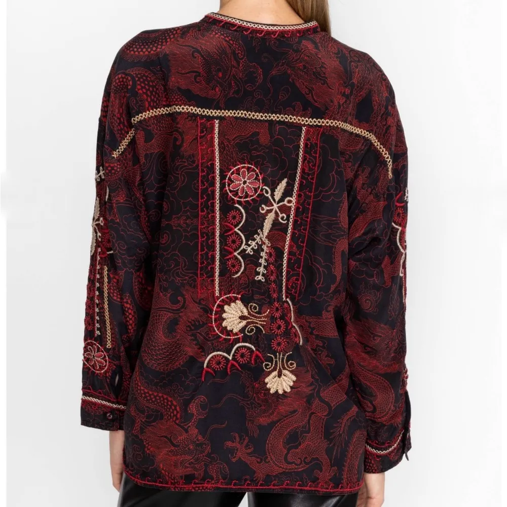 Johnny Was 100% silk tunic in Maroon NEW - Image 6