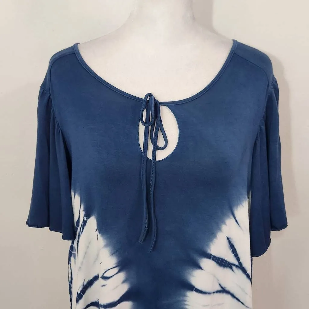 Chaser Blue Tie-Dye Blouse NWT Size Medium Tie-Dyed Boho Blouse - Image 2