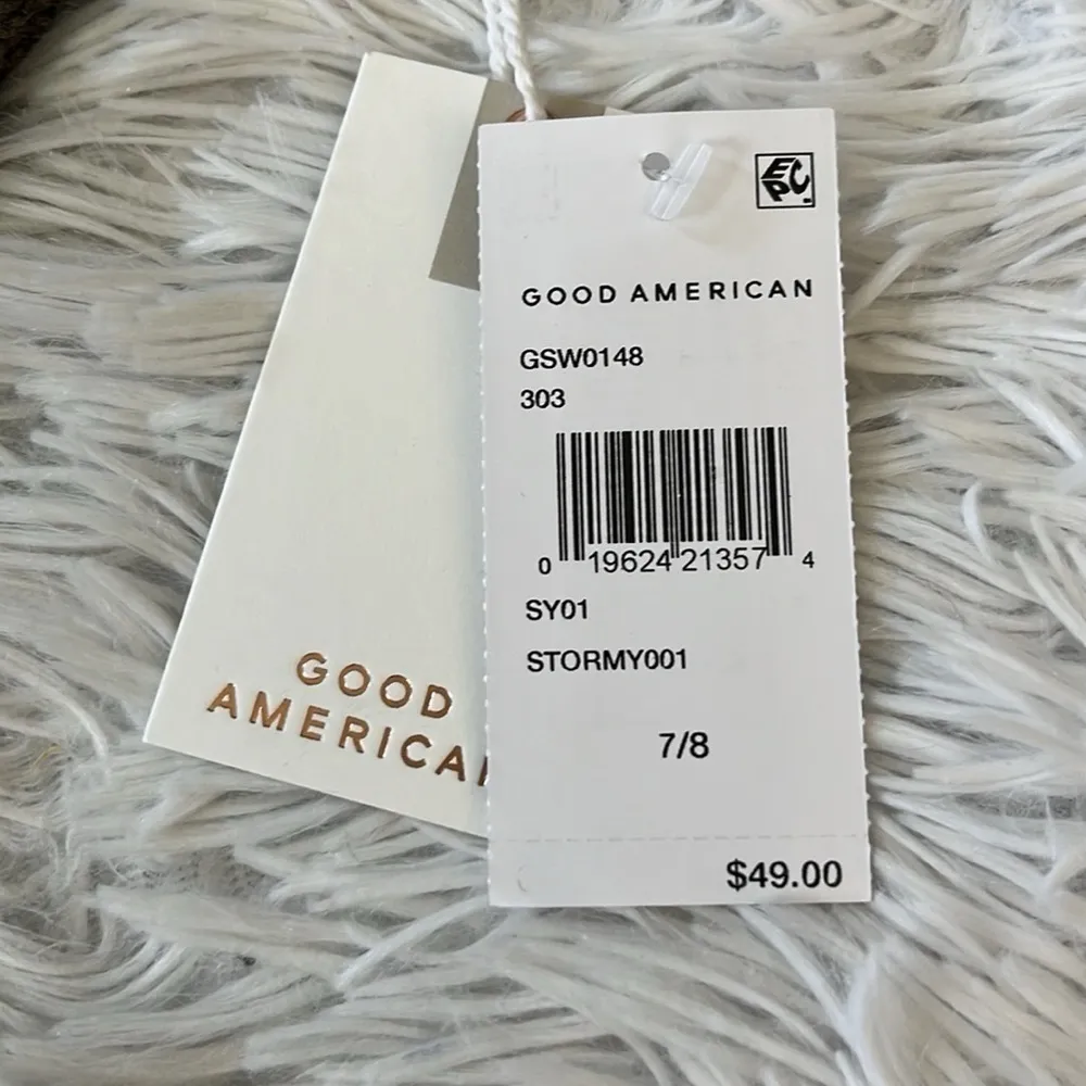 Good American Crinkle Good Basic Cheeky bikini bottom stormy001 size 7/8 (3X/4X) - Image 7