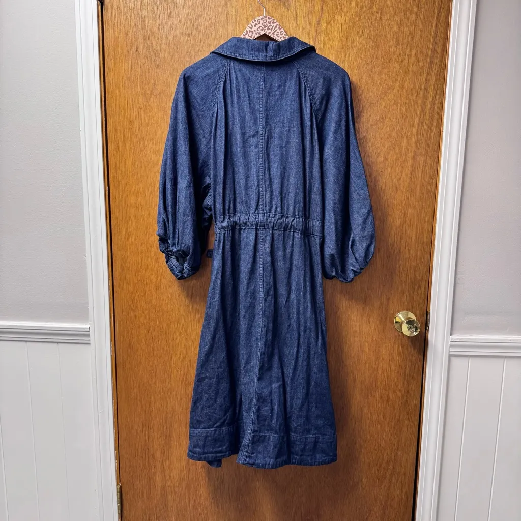 Johnny Was Sasson Montaigne Denim Jean Belted Collared Dress Blue XL $348 - Image 10