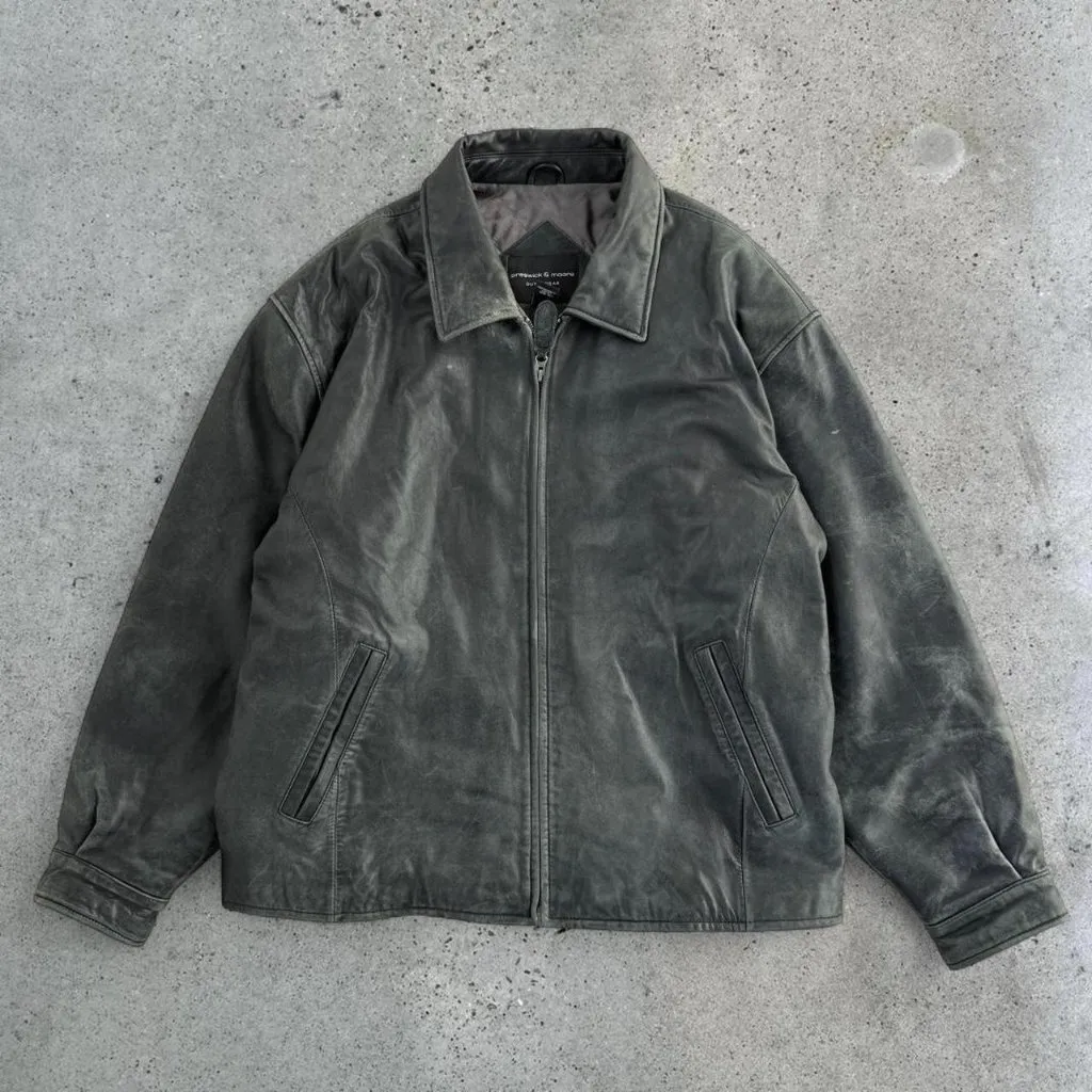 Vintage black leather distressed jacket - Image 2