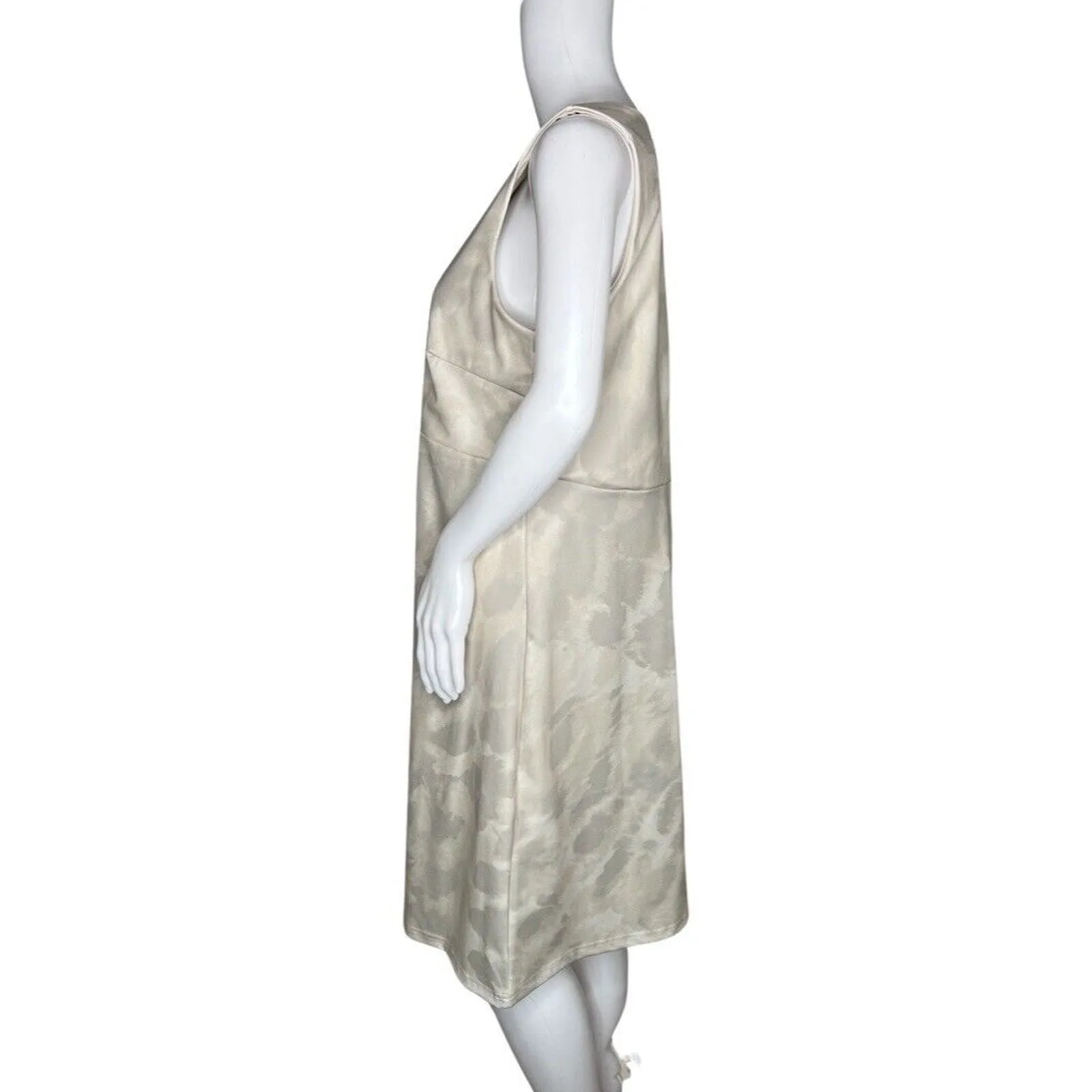 Garnet Hill  Dress Womens Medium Gray Cream Fit & Flare Office Neutral Minimalist - Image 3