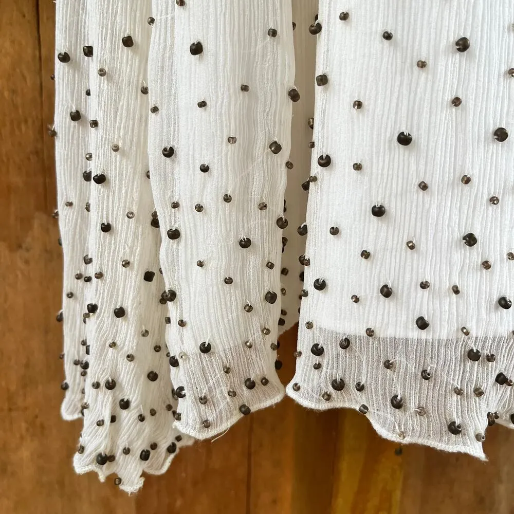 WDNY White And Gold 100% Silk Beaded Cocktail Dress Size 8. NEW - Image 3