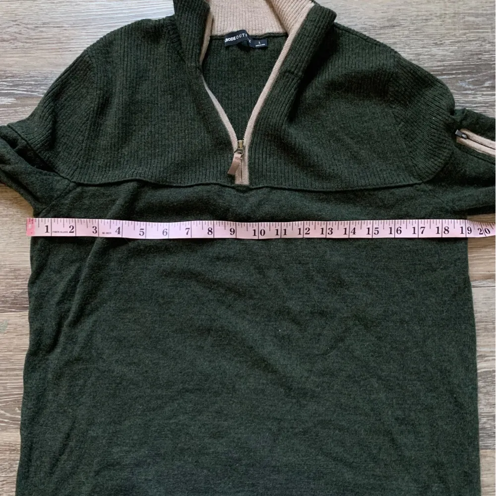 Abode Outside Campfire 100% Merino Wool Quarter Zip Forest Green L Size L - Image 5