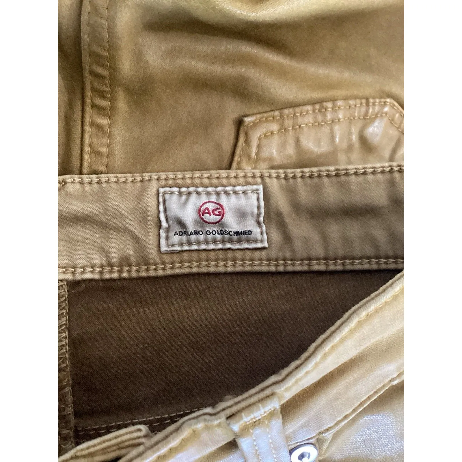 AG Adriano Goldschmied Jeans Womens Mustard Yellow Coated Farrah Skinny Ankle 27 - Image 6