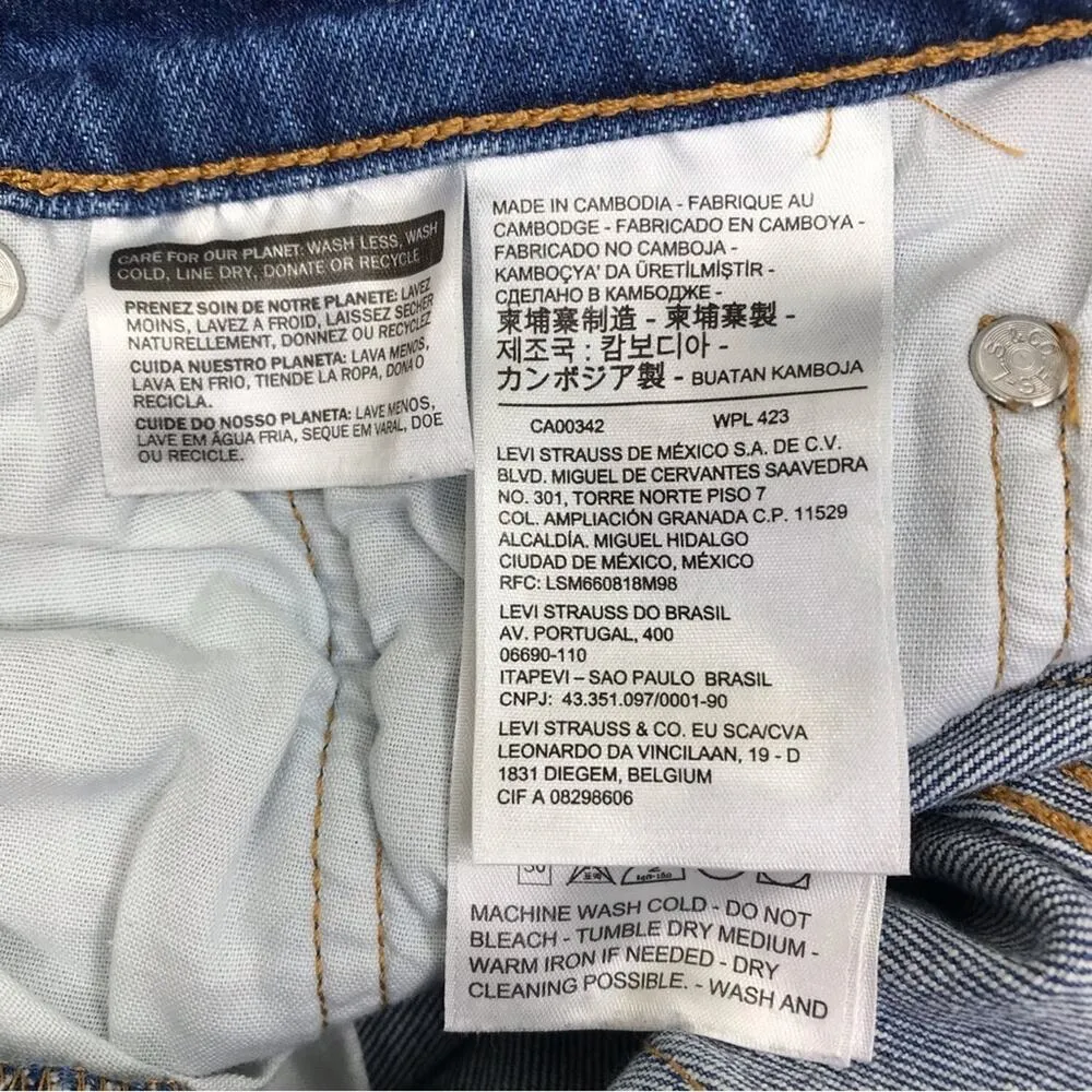 LEVI'S 501 Straight Jean Sz 26 Blue Cropped Classic Frayed Grunge Cowgirl Travel - Image 8