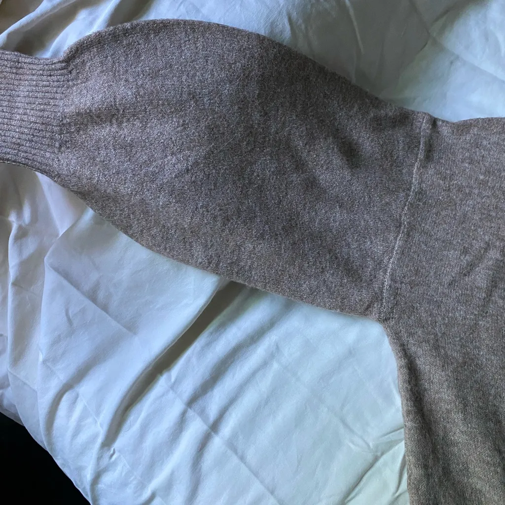 Soft Knit Cropped Light Brown Earth Tone Sweater Layering Boho 90s Minimalist Brown Size M - Image 4