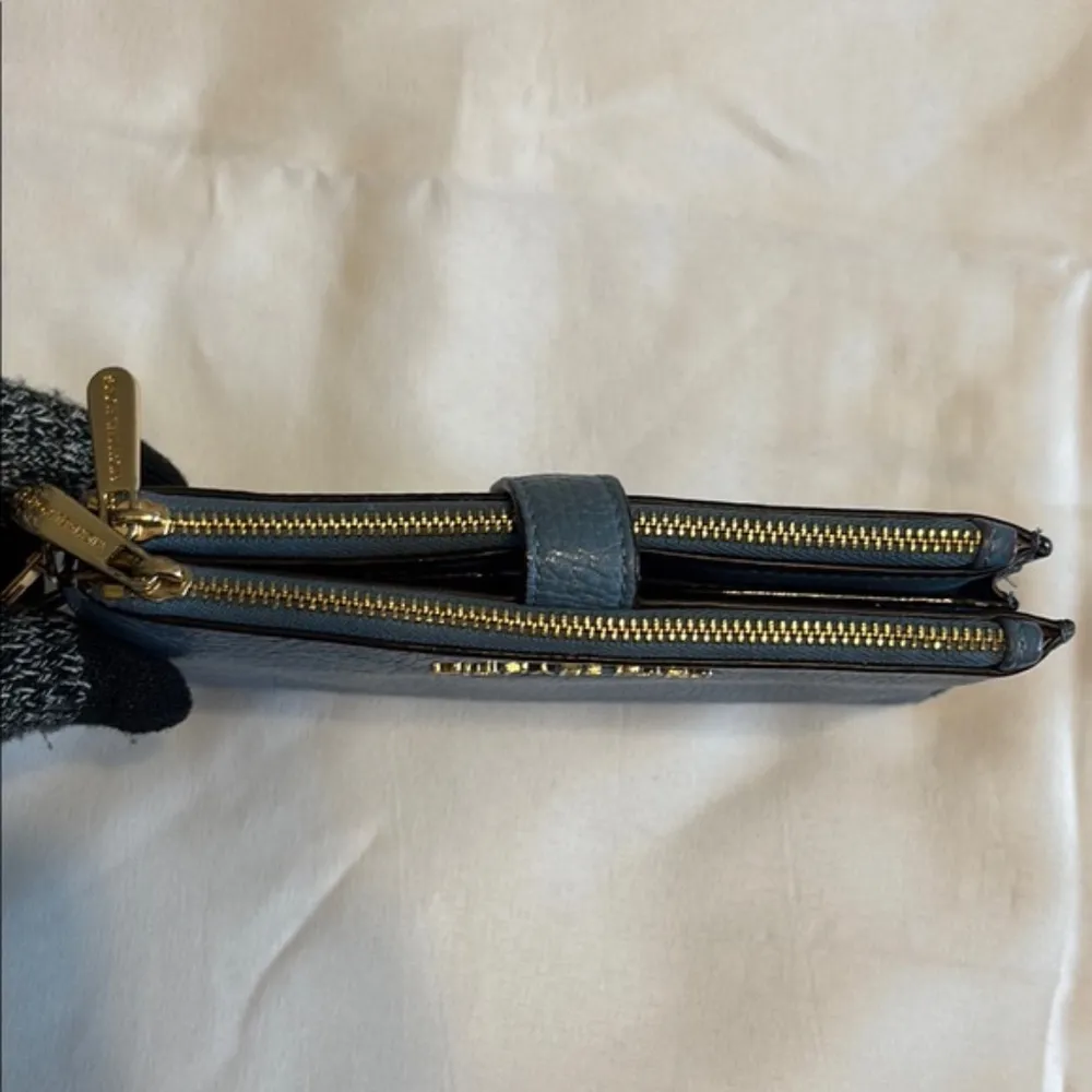 Michael Kors Wristlet Jet Set Travel Pebble Leather Continental Dark Chambray OS Blue - Image 7