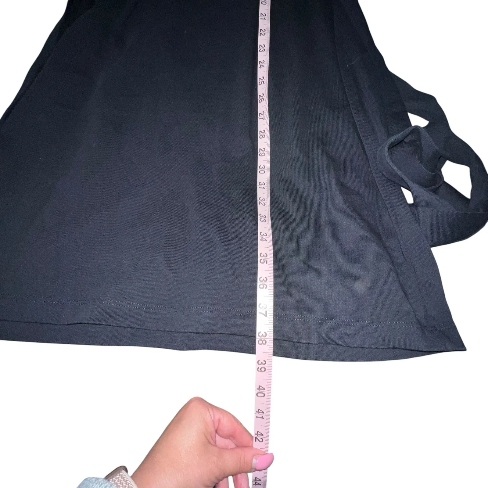 Vince Women's Crewneck Tie Waist Muscle Dress Size Large Black Cotton Cap Sleeve - Image 10