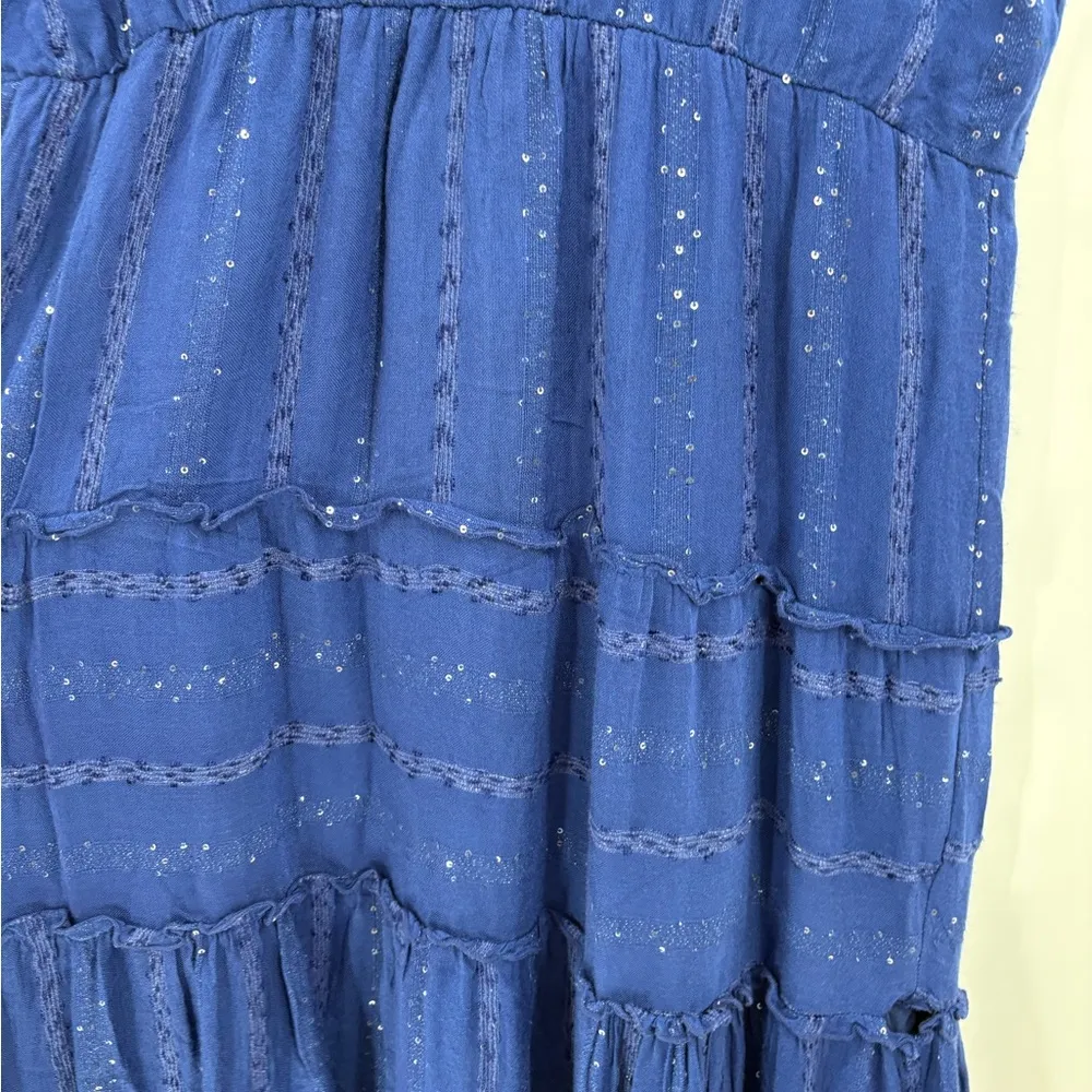 SOFT SURROUNDINGS Kara Shimmer Tiered Sequin Maxi Dress Blue Fairy Boho Y2K xl - Image 11