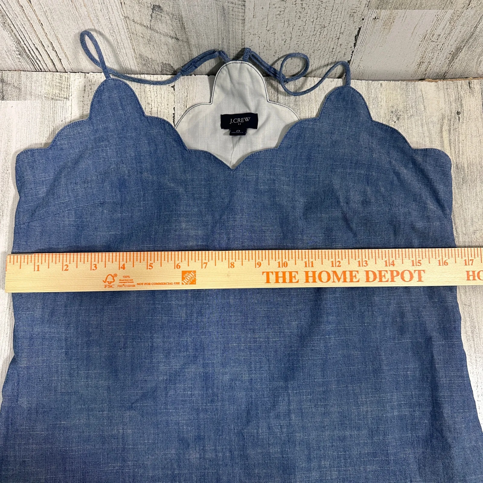 J.Crew Chambray Scalloped Tank Top 0 NWT | MSRP $60 | Summer, Preppy, Chic Blue Size 00 - Image 6