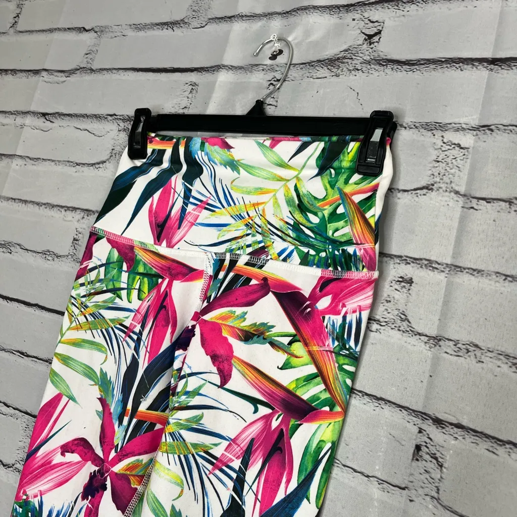 Evolution and Creation Tropical Print Leggings - Pink, Green, White SZ S Yoga - Image 6