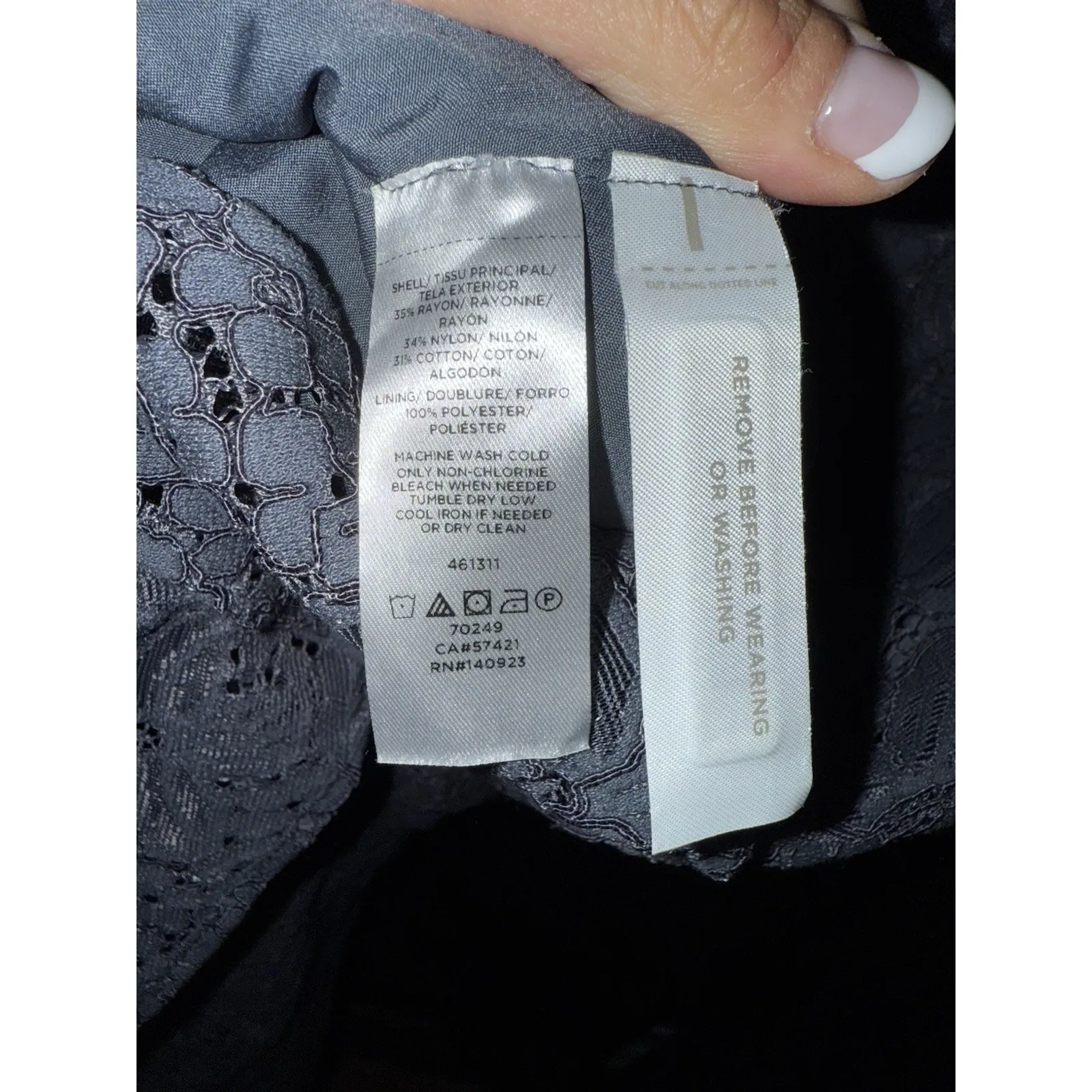 Loft Women's Size 4 Dress Blue Lace Lined Knee Length Ruffle‎ Hem Flutter Sleeve - Image 8