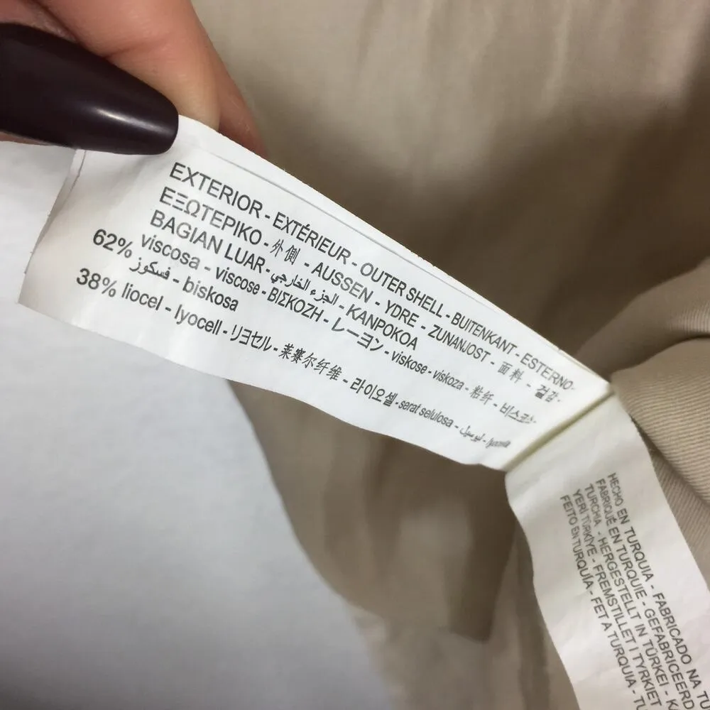 Zara Cream Cut Out Midi Dress Large Smocked Sleeveless Summer Lightweight - Image 6