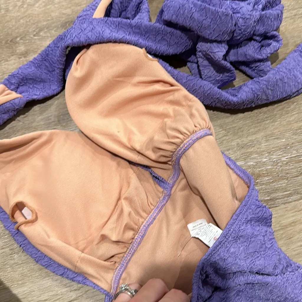 NWT light purple one piece halter top tie bathing suit. - Image 2