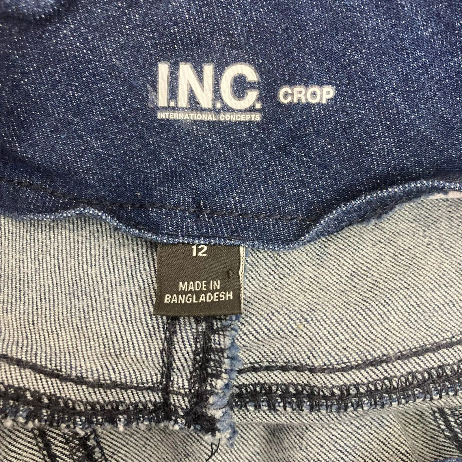 INC Stretch Wide-Leg Crop Jeans Size 12 Blue High Waisted Casual Comfy Pull On - Image 11