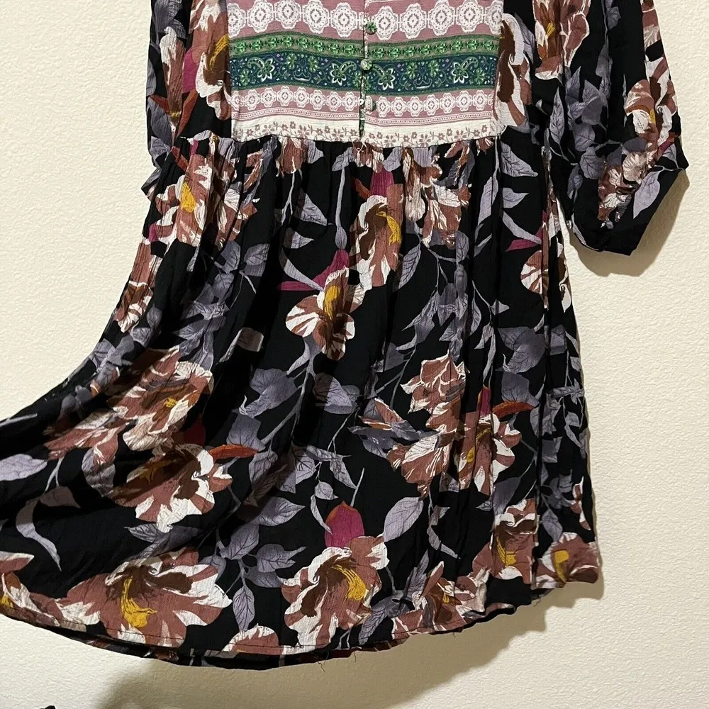 JARDIN by‎ Macris Floral Dress Womens Size S Peasant Babydoll Multicolor Boho - Image 6