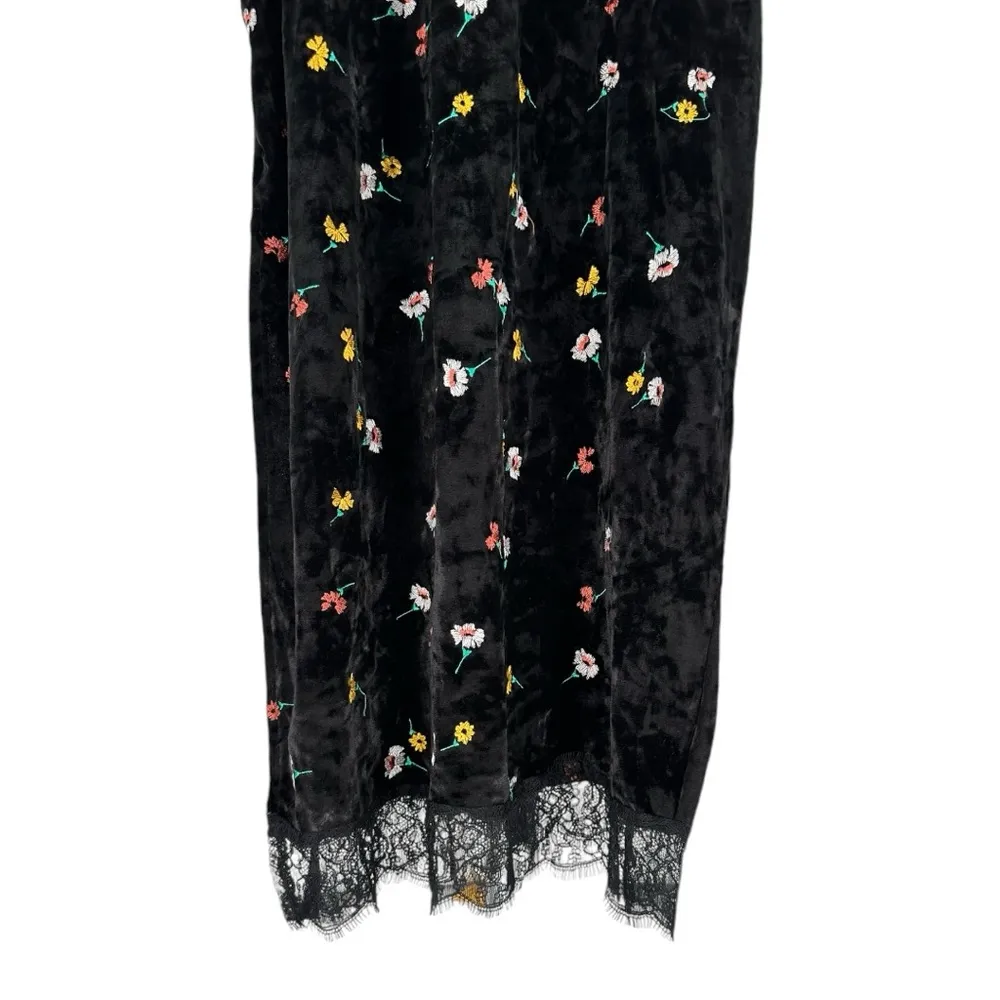 ASOS Curve Embroidered Black Velvet Midi Slip Dress with Lace Trim size 14 NWT - Image 8