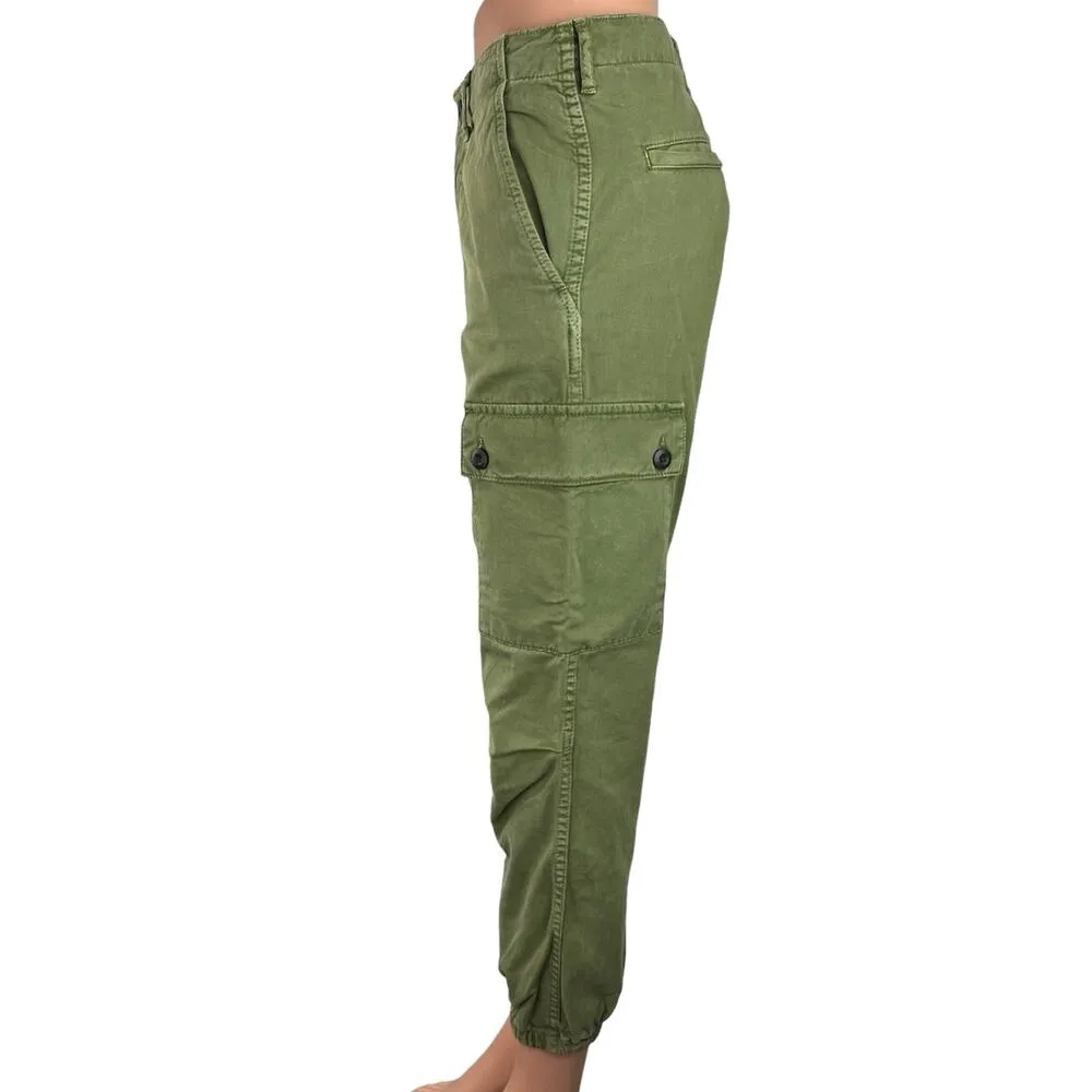 Zara Women's Green High Rise Cuff Hem Tapered Relaxed Ankle Cargo Pants Size 2 - Image 2