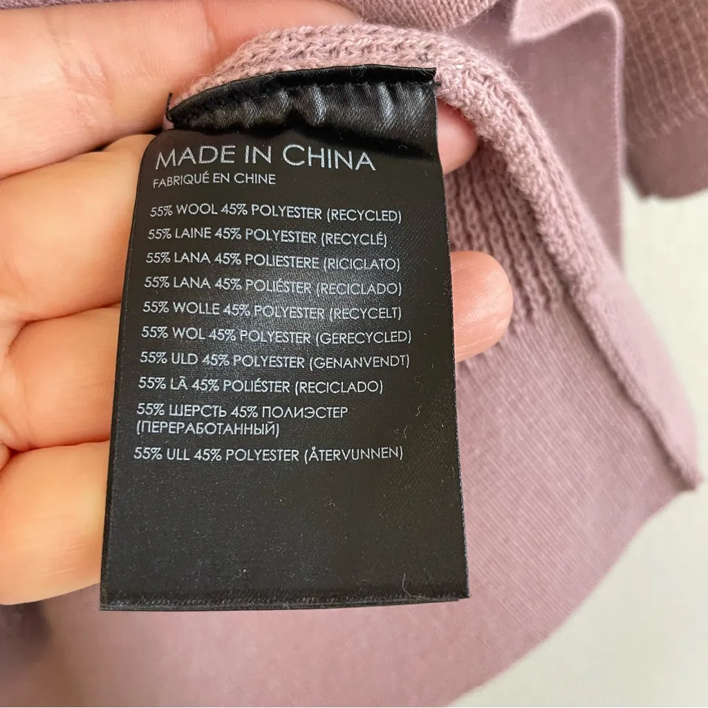 Club Monaco Waffle Scoop Neck Wool Blend Crop Sweater Top Mauve Pink Size M - Image 5