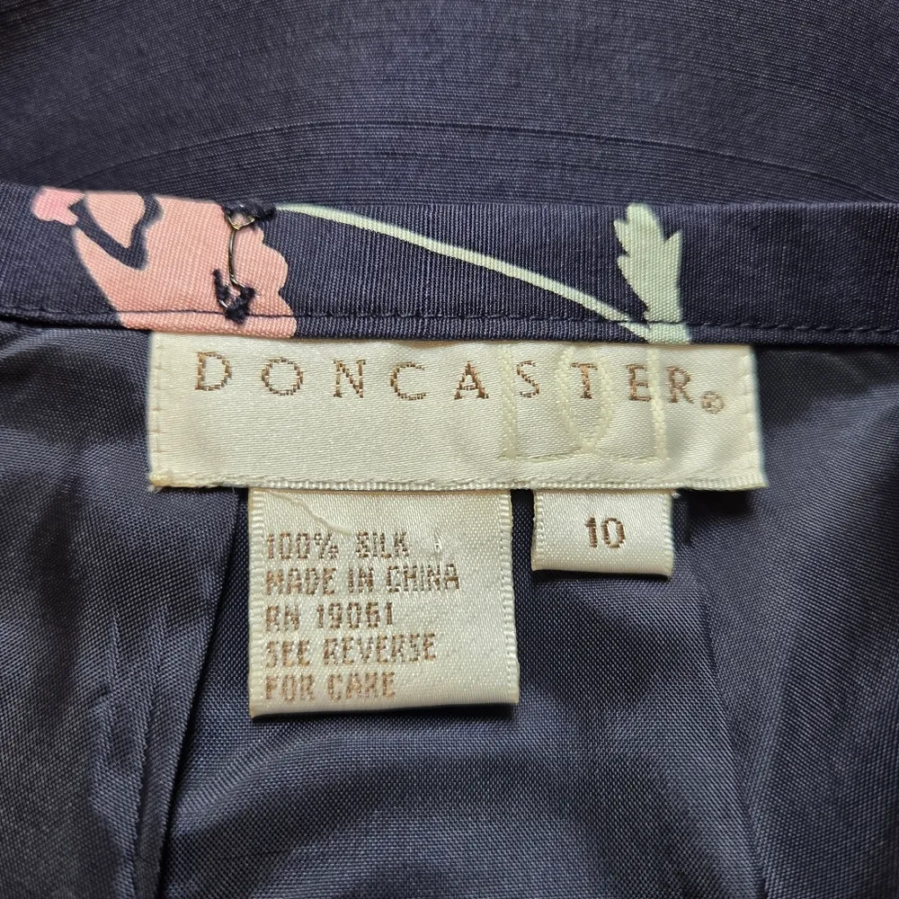 Doncaster Navy Floral Print Silk Skirt - Image 6