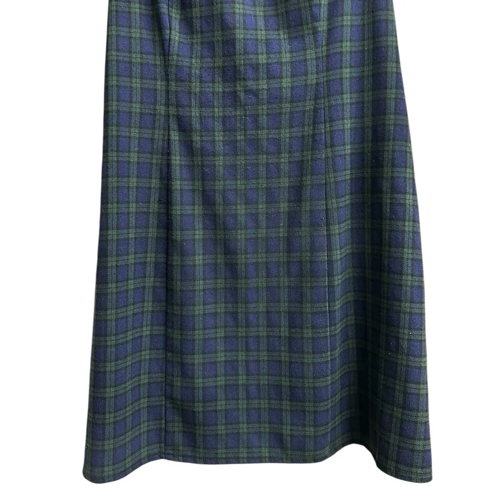 Francine Browner Vintage Tartan Plaid 70s Pinafore Dress Academia Preppy Size 11 Blue Size M - Image 6