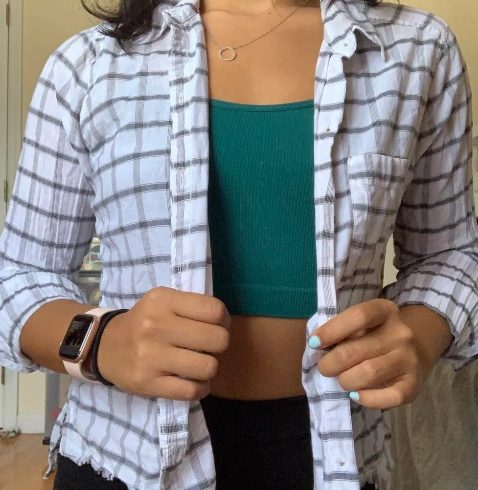 White Plaid Button Up - Image 2