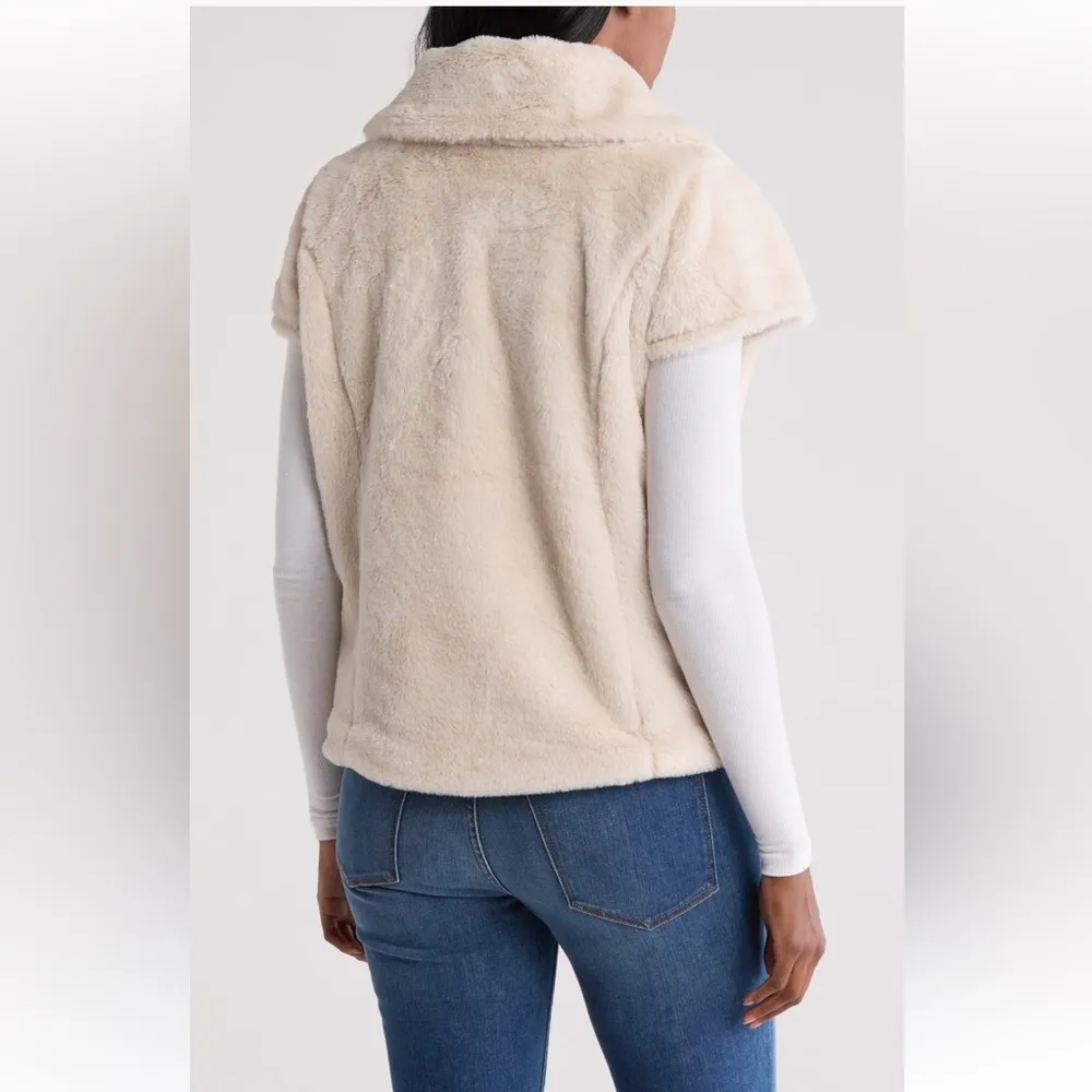 Democracy Cream Faux Fur Vest - Image 2