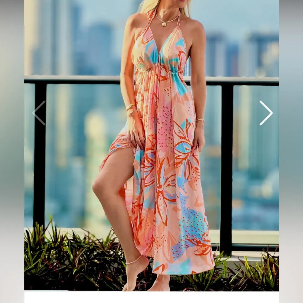 Sun+Soul Silk Blend Halter‎ Tie Dye Dress One Size Flowy Purple - Image 7