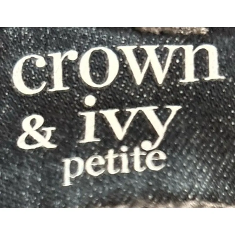 Crown & Ivy Petite Skinny Blue Jeans w/Floral Pink Embroidered Design Size‎ 6PR - Image 3