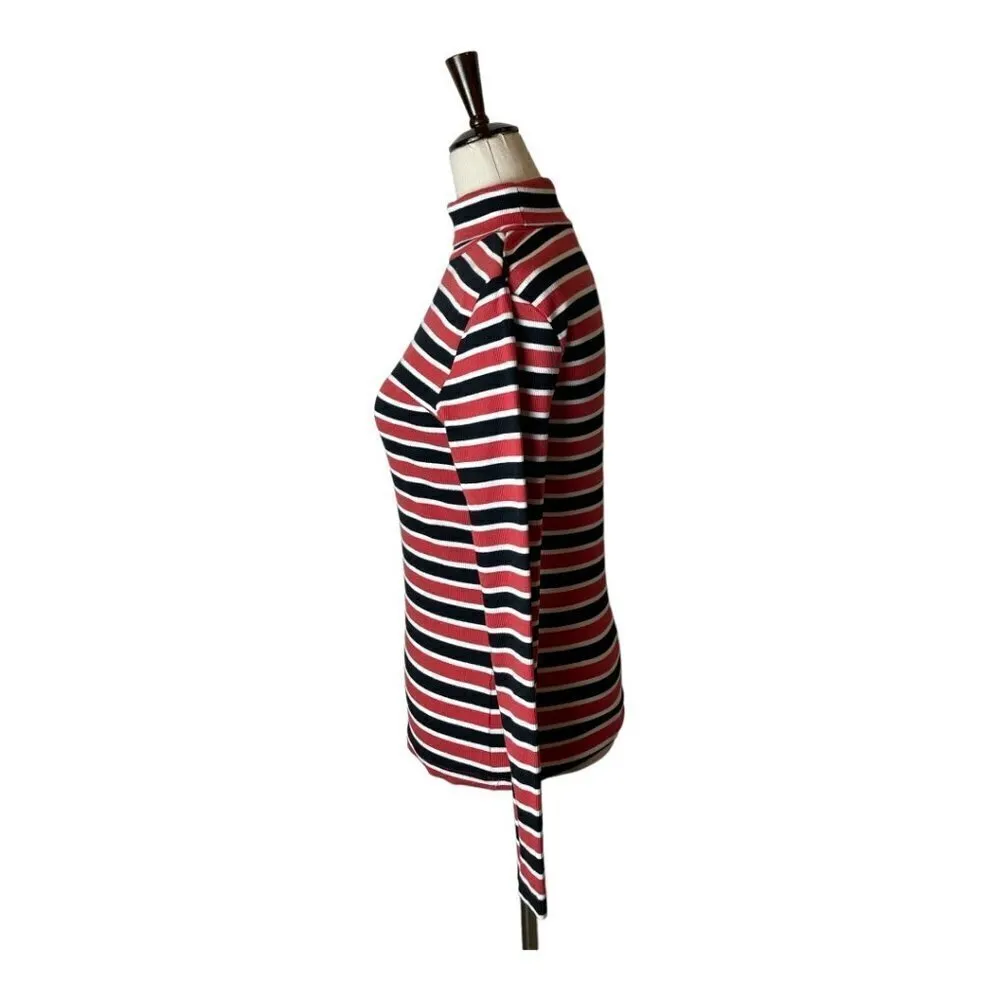 Brave Soul London Red White And Blue Long Sleeve Turtleneck Pullover Top Size M - Image 5