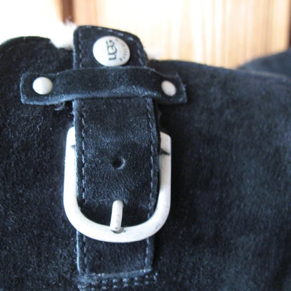 UGG Mare Black Suede Heeled Boots 6 - Image 4