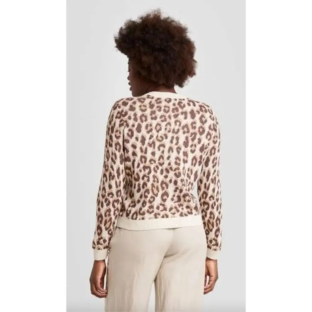 a new day Leopard Knit Sweater Size Large Boho Soft Cozy Cottagecore Crewneck - Image 2