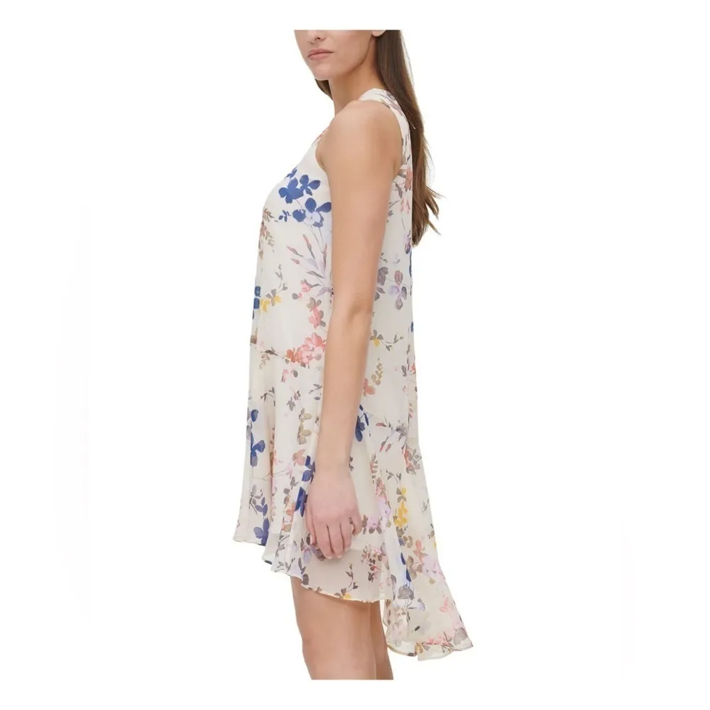 Tommy Hilfiger Womens White Floral Sleeveless Crew Neck Knee Length‎ Party Dress - Image 3