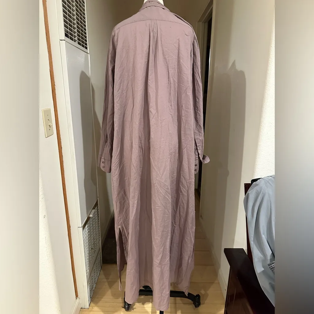 Drew Cotton Gauze Shirt Dress in Mauve - Image 6